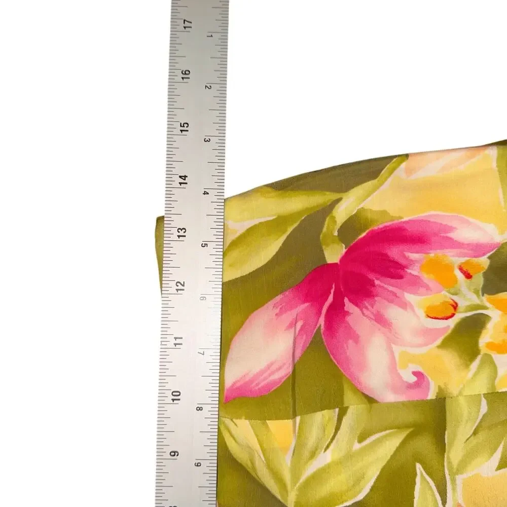 Talbots Floral Silk Cotton Midi A-Line Skirt‎ Yellow Pink Tropical Cottagecore 4